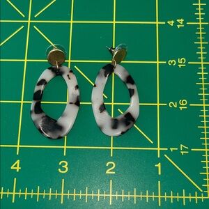 Brown and cream Oval clay Earrings
